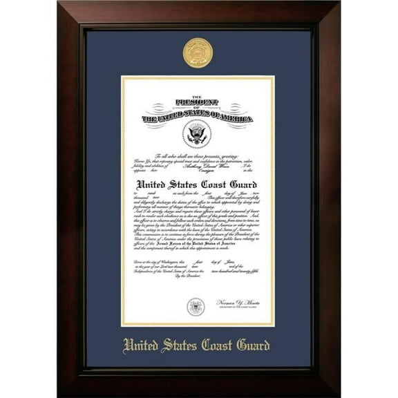 Campus Images CGCLG001 10 x 14 in. Patriot Frames Coast Guard Certificate Legacy Black Cherry Frame with Gold Medallion