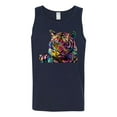 thumbnail image 2 of Wild Bobby, Colorful Rainbow Tiger Animal Lover Mens Graphic Tank Top, Navy, Medium, 2 of 3