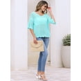 thumbnail image 2 of DARING DIVA Women's Crochet Hollow Out Knit Half Sleeve Top S Sky Blue, 2 of 6