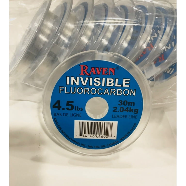 RAVEN INVISIBLE FLUOROCARBON LEADER FISHING LINE SIZES 3.4-10.2 LBS (4.5  LBS)