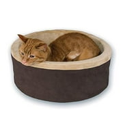 Angle View: K&H Pet Products Thermo-Kitty Heated Pet Bed Small Mocha 16" 4W