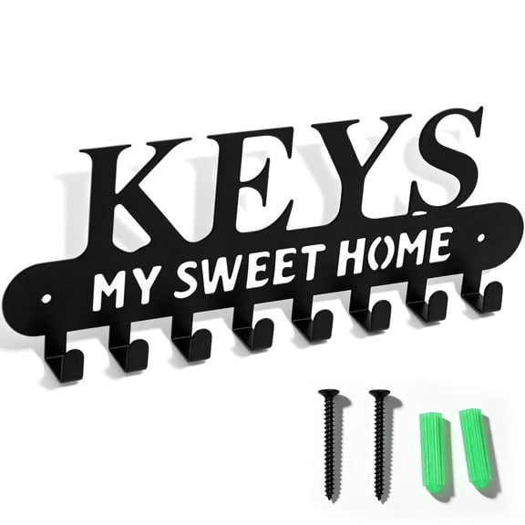 Venoro Wall Mounted Metal Key Holder with 3/8 Hooks Key Hanger for Home Office Hallway