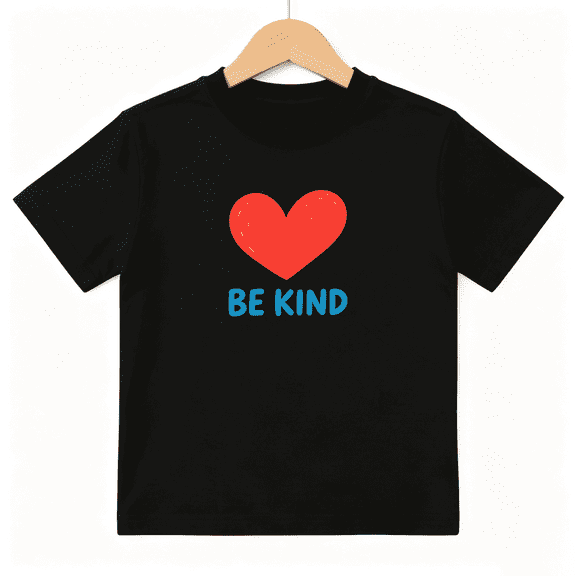 Be Kind Red Heart Minimalist Boys Graphic Tee, Positive School 100% Cotton Kids Short Sleeve T-Shirt 4-13Y