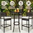 Outdoor High Top Table and Chair, Patio Furniture High Top Table Set with Glass Coffee Table