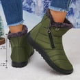 thumbnail image 4 of Army Green Women'S Winter Snow Boots With Plush Fleece Lining, Round Toe, Side Zipper, Flat Sole For Cold Weather Warmth, 4 of 6