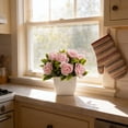thumbnail image 6 of Artificial Flowers Plantss Bonsai,Mini Rose Foam Fake Plantss Potted,Small Flowers Ornament with Square Pot for Wedding Table Decoration,Home&Office Desktop Decoration,Pink, 6 of 8