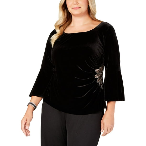 Alex Evenings Alex Evenings Womens Plus Velvet Embellished Blouse