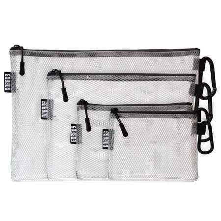 Air Production Multi-size Clear Zipper Pouch (4-pack) - Cable Organizer & Travel Gear Bag For Electronics Camera Accessories Tool Small Tech Storage