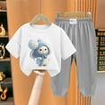 thumbnail image 2 of Odeerbi 2-12 Years Kids Boys Girls Summer Outfits Ice Silk Cotton Short Sleeve T-shirt Sweatpants Two-piece Set Cute Printed Lightweight Loungewear Kids Boys Girls Clothes, 2 of 4