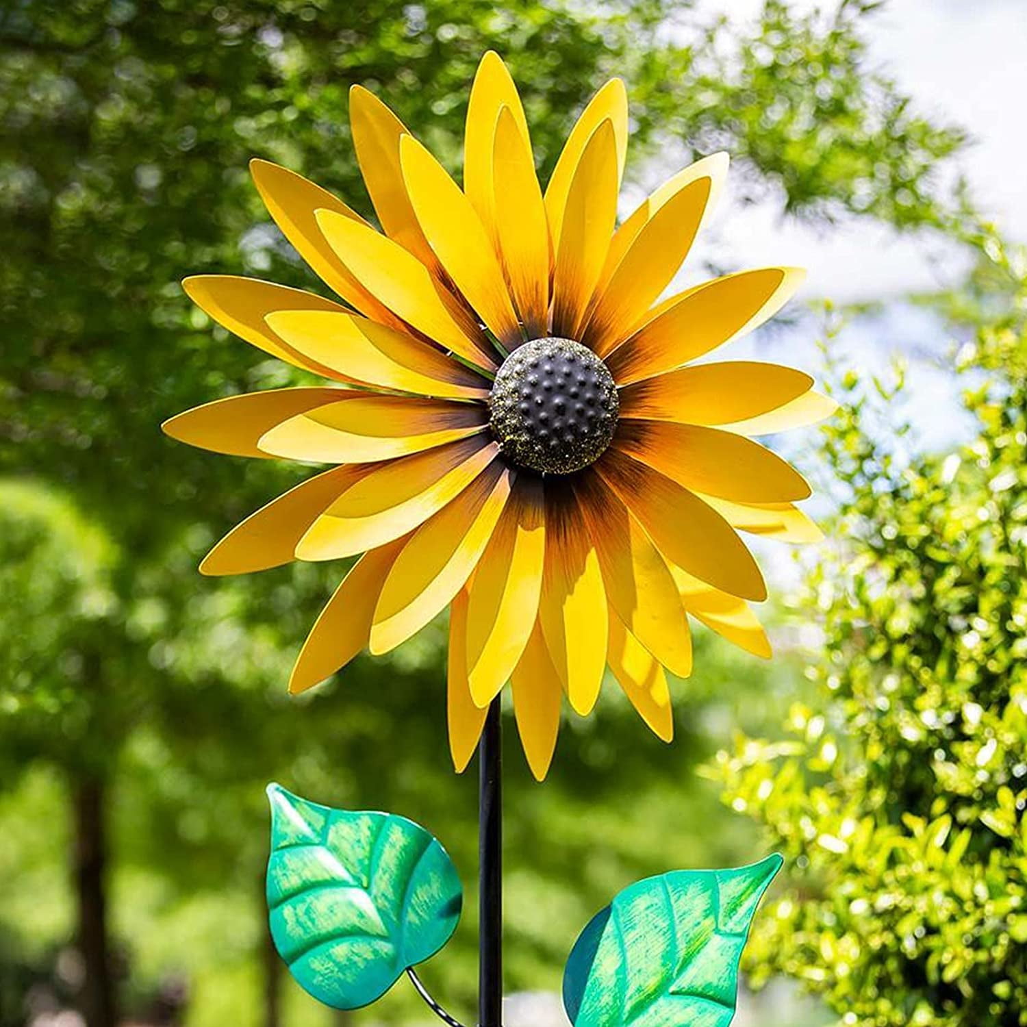 Yellow Sunflower Wind Spinner, Rotating Sunflower Windmills for The