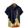 thumbnail image 3 of Fsqjgq Mens Shirts Cartoon Space Printed Hawaiian Shirt for Men Short Sleeve Casual Button down Blouse Top Yellow Xxxl, 3 of 6