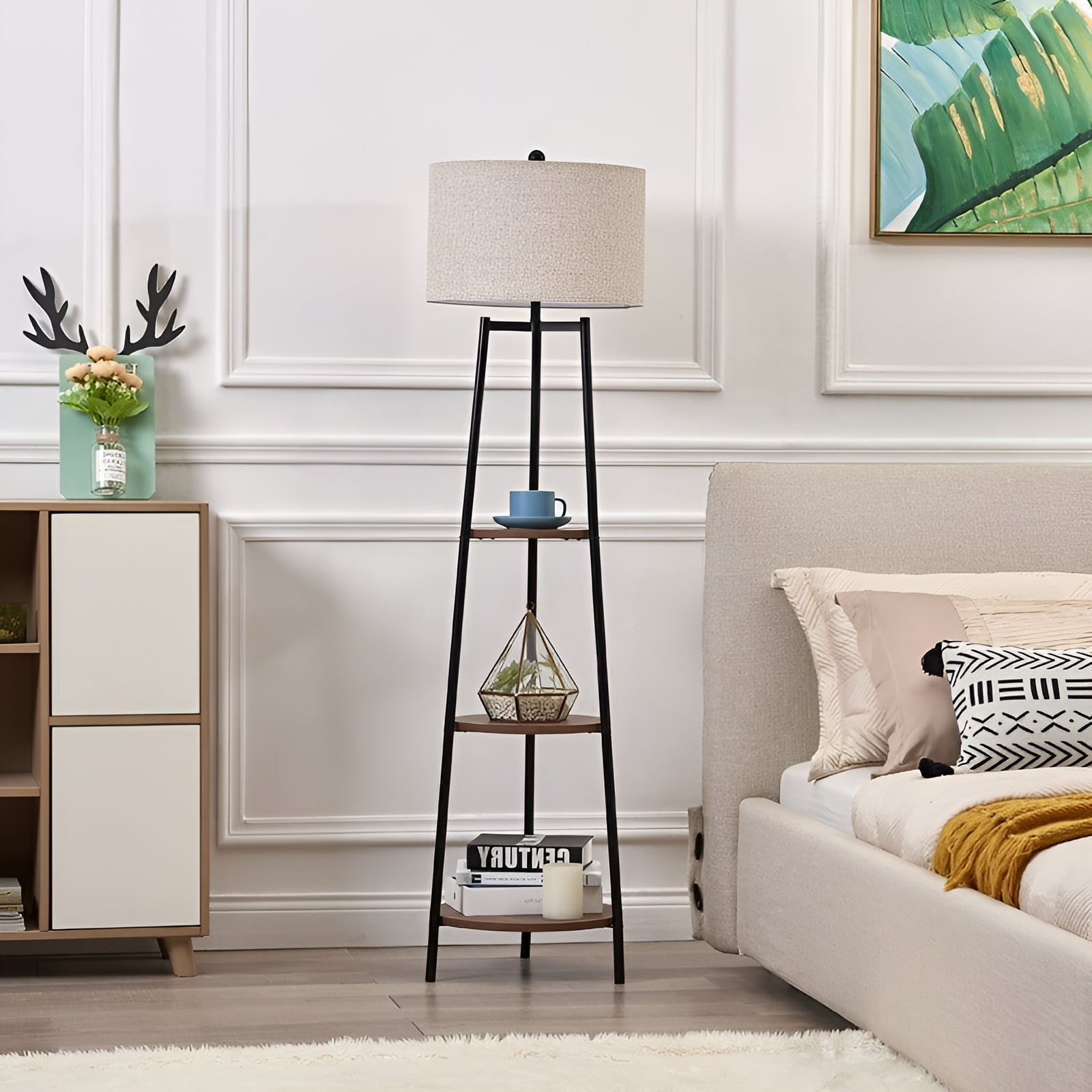 Rosen Garden LT7031 Floor Lamp with Round Shelves -  Gold