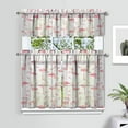 thumbnail image 2 of Kitchen Curtains 36 Inch Short - 3 Panel Set, Flamingo Tropical Bird Print, Rod Pocket Window Curtain, 100% Polyester for Hawaiian Summer Beach Decor, Easy Wash, 2 of 6
