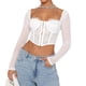 thumbnail image 1 of Blusas Cortas Sheer Mesh Crop Tops Encaje Sexy Camisetas de manga larga Ropa femenina (Blanco XL) Cgtredaw Para estrenar, 1 of 8