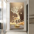 thumbnail image 5 of Nuevos carteles e impresiones de lienzo de ciervo dorado de Fengshui chino abstracto de piedra zen, arte de pared de lujo moderno para decoración de porche, 5 of 5