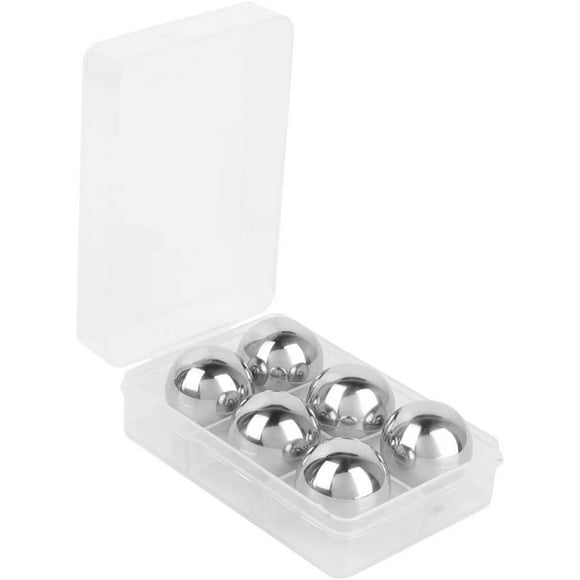 6Pcs Stainless Steel Whiskey Stones, Reusable Metal Ice Cubes Balls, Refreezable Round Chilling Rocks Wine Chiller with Storage Case, Cooling Balls for Drinks Beverage Bar Beer Men's Gift
