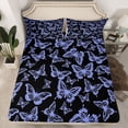 thumbnail image 2 of Homewish Slate Blue Cartoon Queen Sheet Sets, Mystic Butterfly Animal Flat Sheet, Teens Kids Boys Girls Queen Fitted Sheet, Lightweight Room Decor, 4 Pieces, 2 of 7