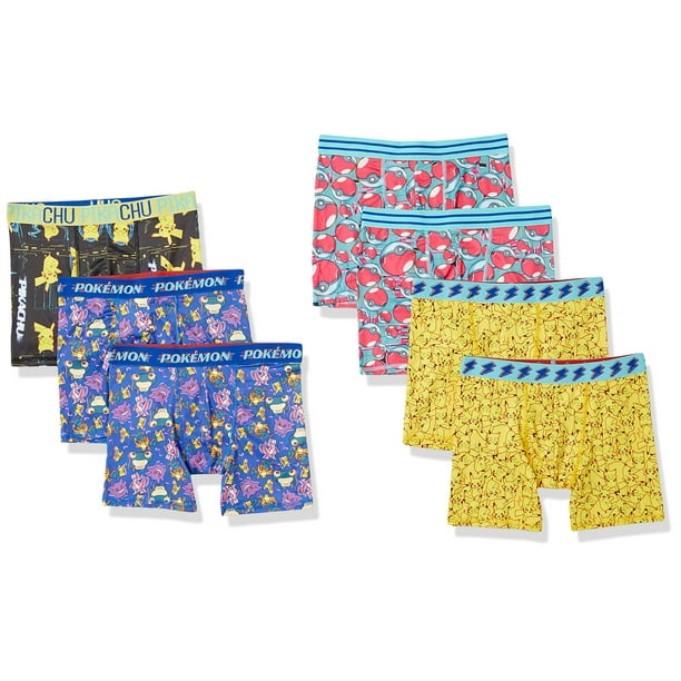 Calzoncillos tipo bóxer para niños Pokémon, paquete de 4 o 7 paquetes, atléticos, paquete de 5 unidades, 100% algodón