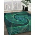 thumbnail image 3 of Ahgly Company Machine Washable Indoor Round Transitional Deep Teal Green Area Rugs, 7' Round, 3 of 7