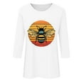 thumbnail image 5 of BLTIBY 2025 Bee Shirts for Women 3/4 Length Sleeve Tunic Tops Funny Cute Bee Graphic Tee Blouse Summer Casual Tshirt Ladies Gifts Pullover Tops White 6 3XL, 5 of 5