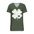 thumbnail image 4 of Ounisa St Patrick's Day V Neck Shirts for Womens Irish Shamrock Graphic Tee Funny Lucky Heart Printed Short Sleeve Shirts Tops, 4 of 4