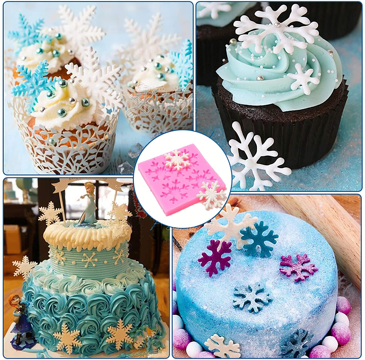  Kamehame Snowflake Ice Cube Mold, 2 Pcs Christmas Snowflake  Silicone Mold, 12 Grids Snow Ice Cube Trays, Chocolate Dessert Baking Molds,  Blue: Home & Kitchen