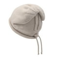 thumbnail image 2 of Dyfzdhu Knit Hat Autumn Winter Travel Solid Color All Breathable Pile Girl Ear Protector Moon Beige, 2 of 3
