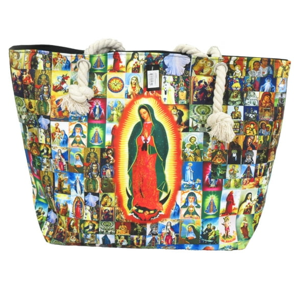 Virgen De Guadalupe Beach Large Tote Bag