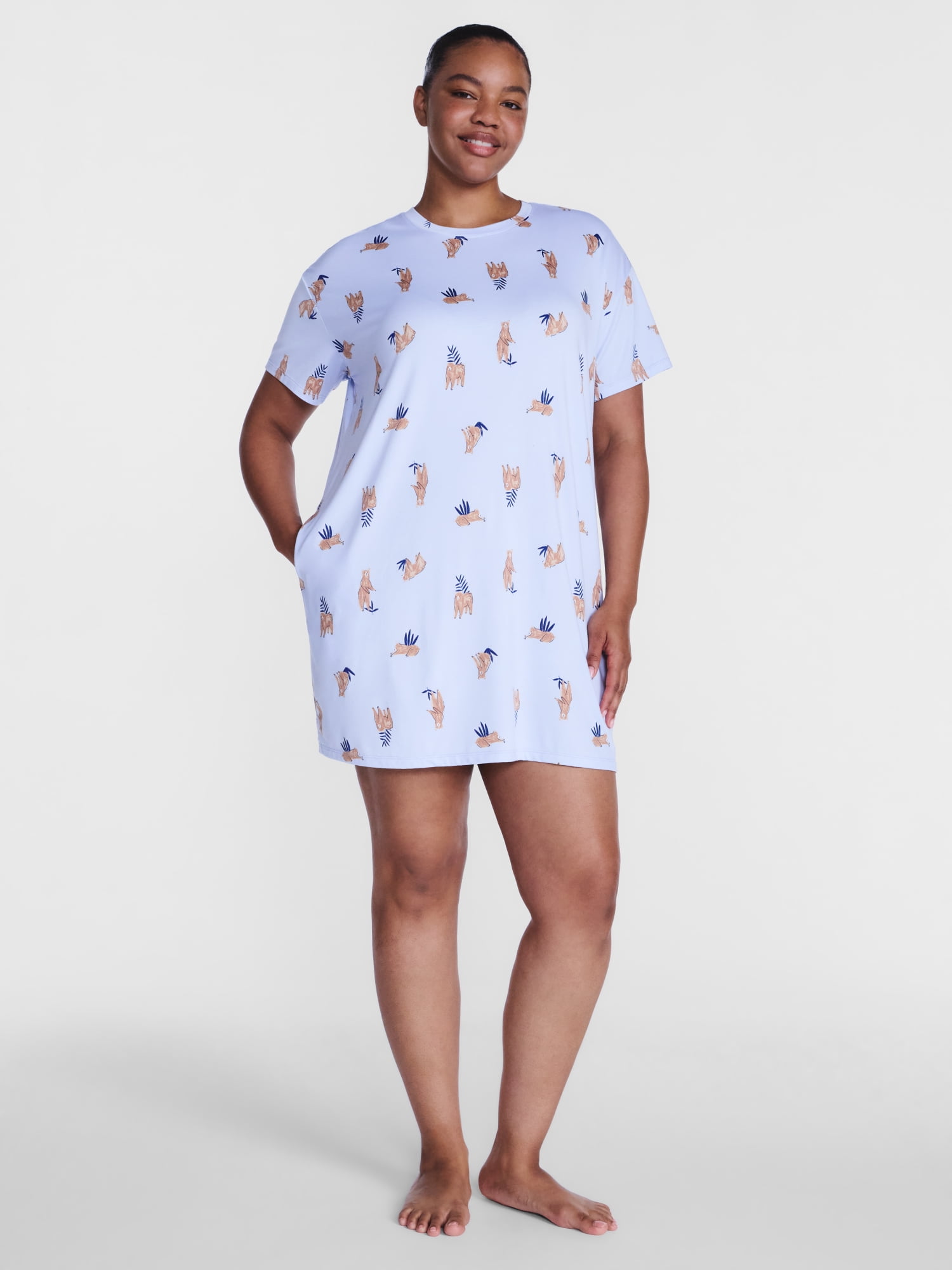 Joyspun Women's Essential Short Sleeve Sleepshirt, Sizes S/M to 2X/3X