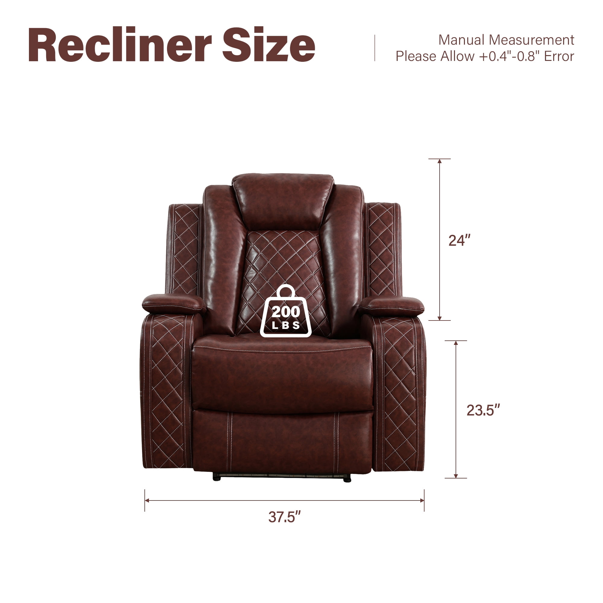 Aukfa Power Recliner Sofa Chair W/ Storage and USB for Living Room,Leather, Brown