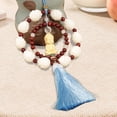 thumbnail image 6 of funtasica Wood Buddha Statue Car Pendant with Tassel Mini Buddha Sculpture for Mirror Handmade 21.6inch Long Lucky Decoration Blue Tassels, 6 of 8