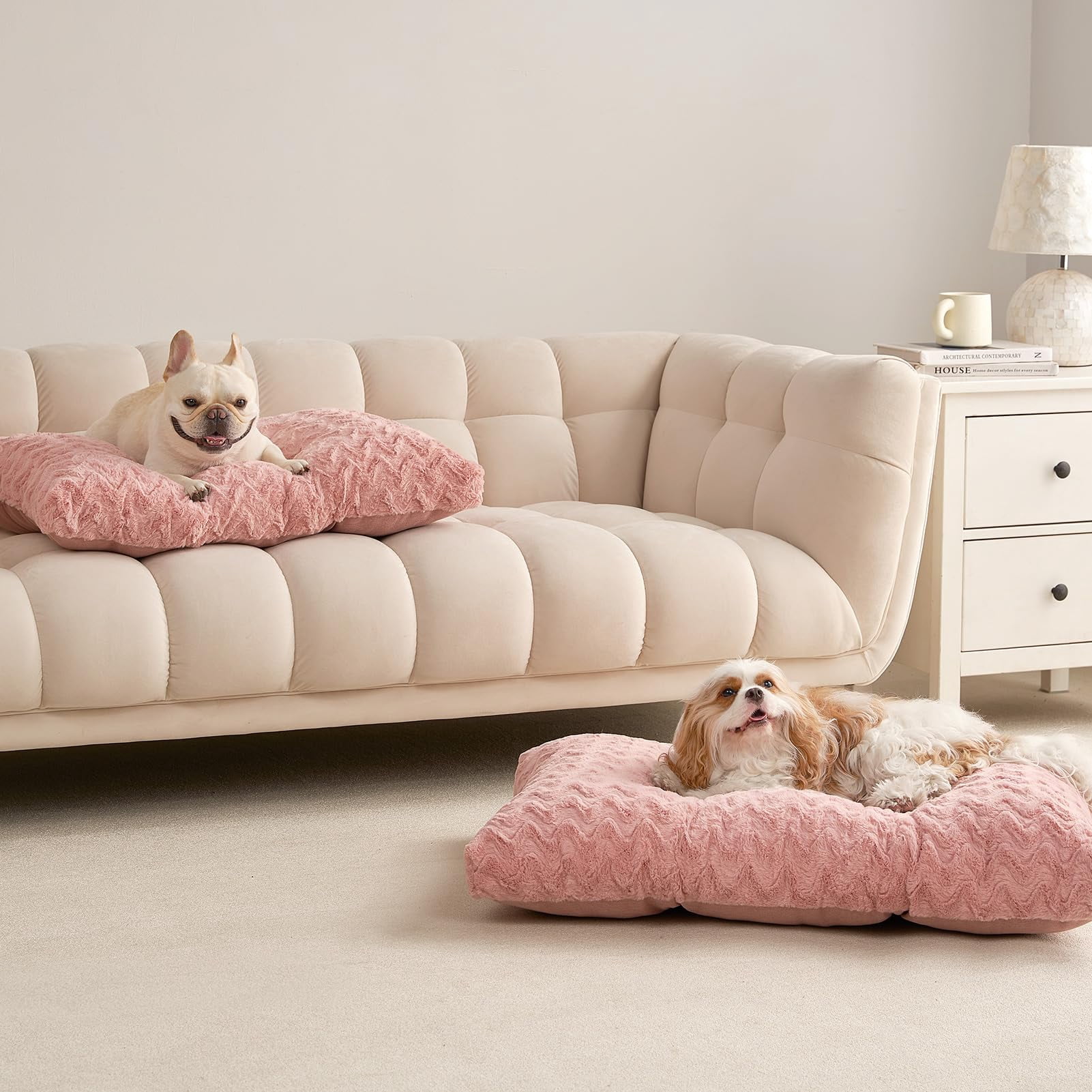 Washable Xl Dog Bed For Crate 41x27 Inch  Reversible Kennel Pad Extra Large Dogs Weight Up To 75 Lbs Plush And Comfy Pet Sleeping Mat Pink