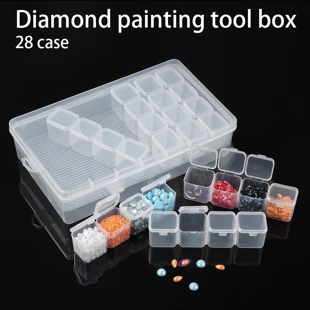 28 Slots Adjustable Jewelry Storage Box Case Craft Organizer Beads Plastic 