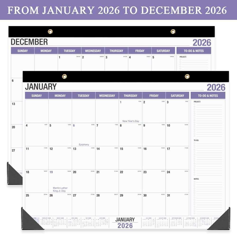 Large Desk Calendar 2026, Runs from January 2026 to December 2026, 22" x 17" Desk Calendars with to-do List, 15 Months Calendar 2026, Extra Large Desk Calendar for Home or Office