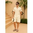 thumbnail image 7 of Men's 2-Piece Beige Summer Outfit - Casual Short Sleeve Button Down Shirt & Shorts Set for Beach & Vacation, 7 of 7