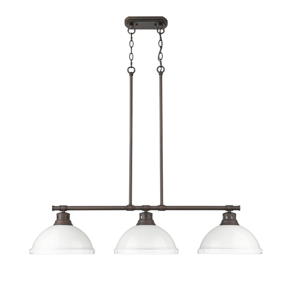 Yep by Golden Lighting Duncan 3-light Island Light in Rubbed Bronze and White shade