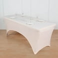 thumbnail image 3 of Balsa Circle 6 Feet Rectangular Spandex Fitted Stretchable Elastic Tablecloth Blush, 3 of 8