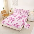 thumbnail image 2 of Erosebridal Pink Ribbon Bow Queen Sheet Sets For Girls,Kawaii Bowknot Theme Bed Set For Kids 4 Pieces, 2 of 6
