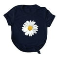 thumbnail image 3 of Vivianyo HD Casual Women's Summer Short Sleeve T-Shirt Women Short Sleeve Floral Printed Sunflower Round Neck Tops T-Shirt Blouse, 3 of 5