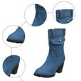 thumbnail image 5 of Mostsola Denim Boots for Women Fashion Side Pocket Heeled Lug Sole Zip up Short Ankle Boots, 5 of 7