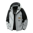 thumbnail image 2 of CharmCyan Men Outdoor Waterproof Windproof Hooded Jacket Lightweight Breathable Casual Sportswear with Adjustable Drawstring and Zipper Pockets for Hiking Camping Running Gray 2XL, 2 of 2