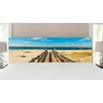 thumbnail image 1 of Beach Headboard, Perdido Beach and Long Pier Deck over Sand Gulf of Mexico South America Resort Theme, Upholstered Decorative Metal Bed Headboard with Memory Foam, King Size, Cream Blue, by Ambesonne, 1 of 4