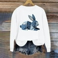 thumbnail image 5 of Heisall Women's Long Sleeve Sweatshirt Crew Neck Denim Bunny Print Loose Fit Casual Tops Soft Fleece Fall Winter Outfits, 5 of 5