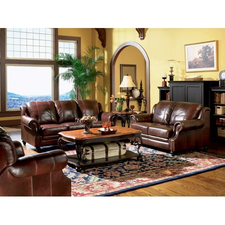 Coaster 3 Piece Princeton Traditional Sofa Set In Brown Finish 500661 S3
