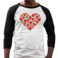 thumbnail image 2 of Strawberry Heart Three-Quarter Raglan Sleeve Baseball Shirt Unisex X-Small White/Black, 2 of 5