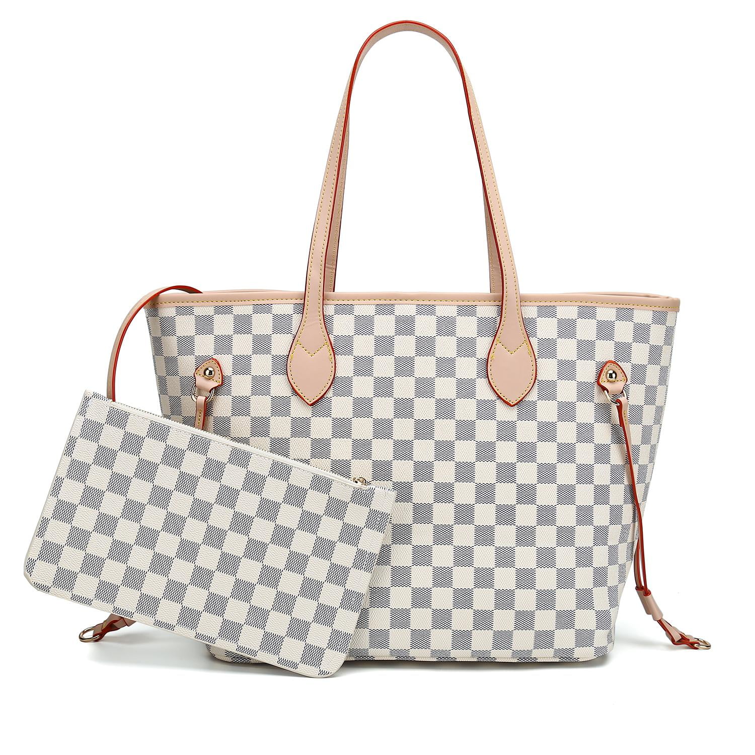 lv white checkered purse