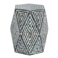 thumbnail image 2 of Black/White Hexagon Garden Stool and Side Table Combo Capiz , 16x14x18 inches, 2 of 9