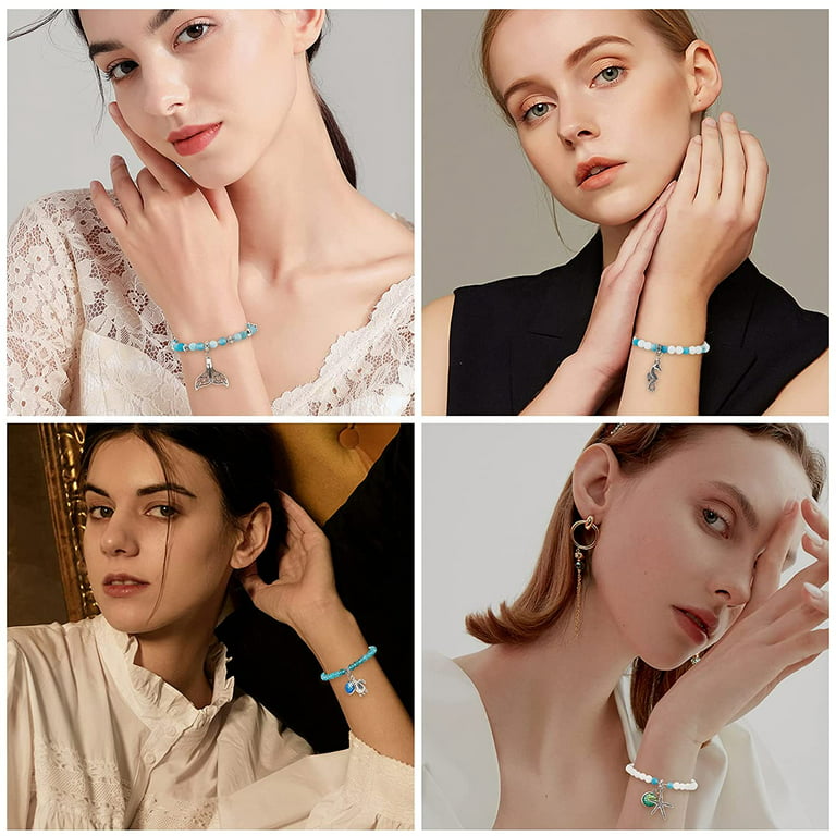 Ocean colour swatch bracelets - lampwork beads & jewellery
