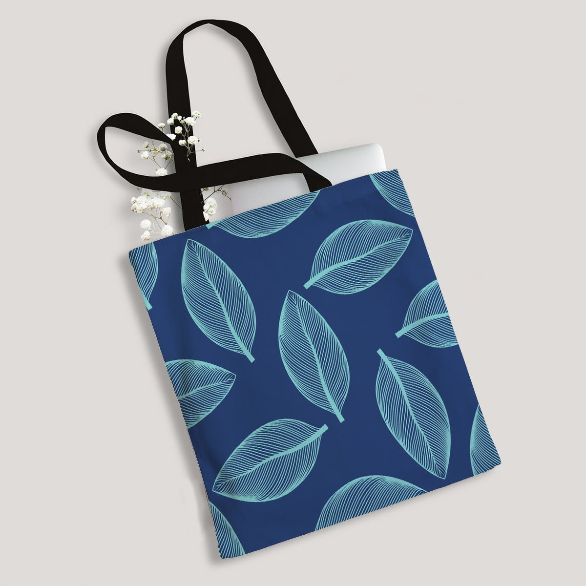 ECZJNT contour leaves Fall leaf Canvas Bag Reusable Tote Grocery