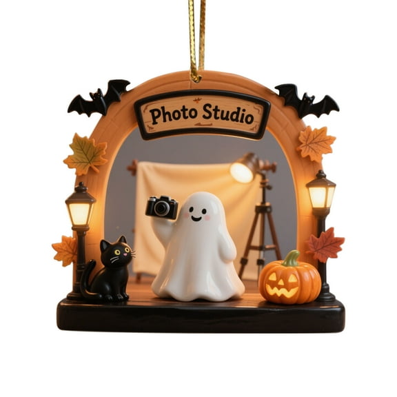 Lunxisen 3 pcs Halloween Hanging Ghosts Ornaments Small Hanging Ghost Tree Ornaments for Halloween Party Home Tree Holiday Decor (8cm）